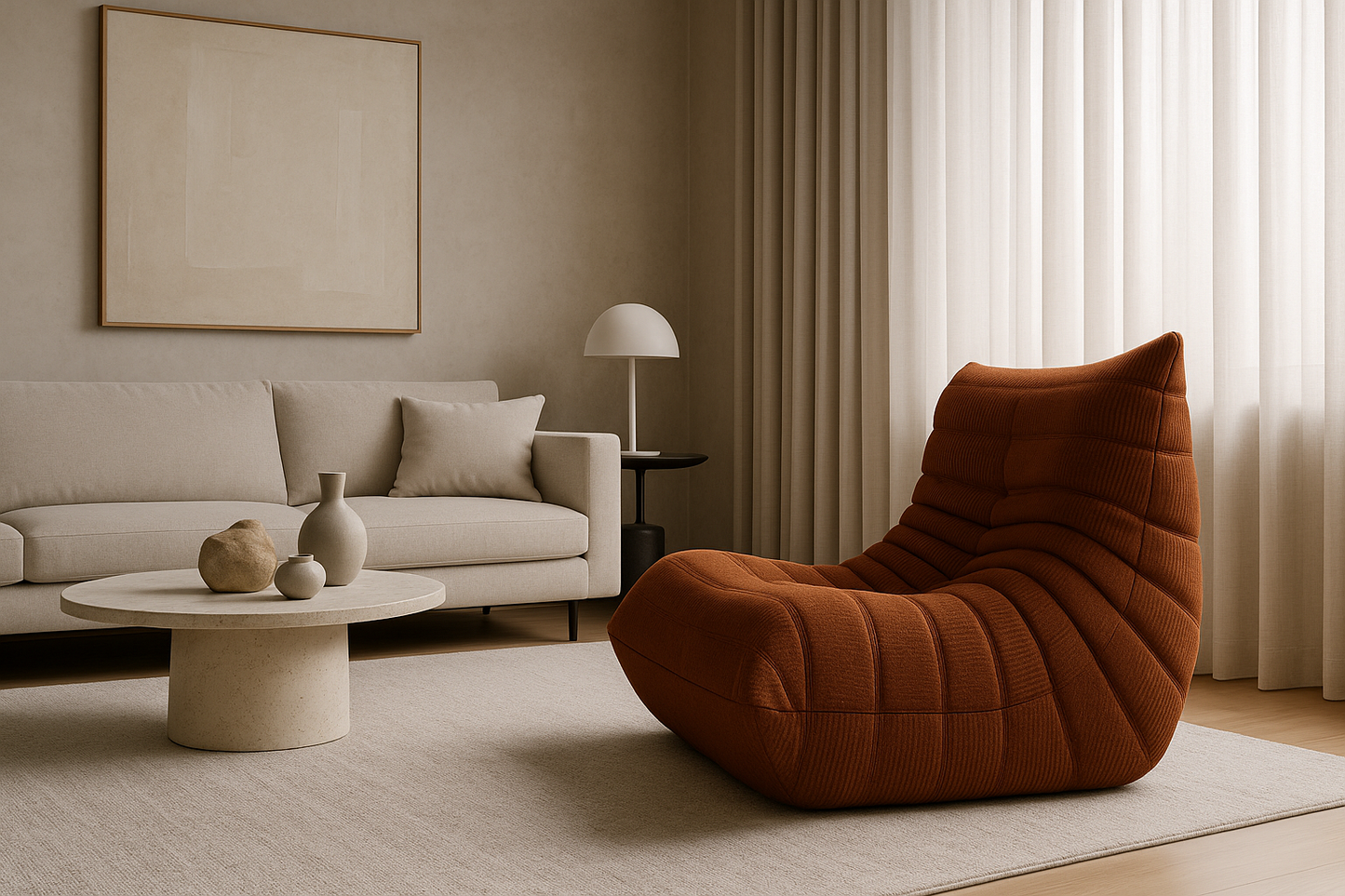 fauteuil Togo Chenille Relax Moderne | Sand Beige