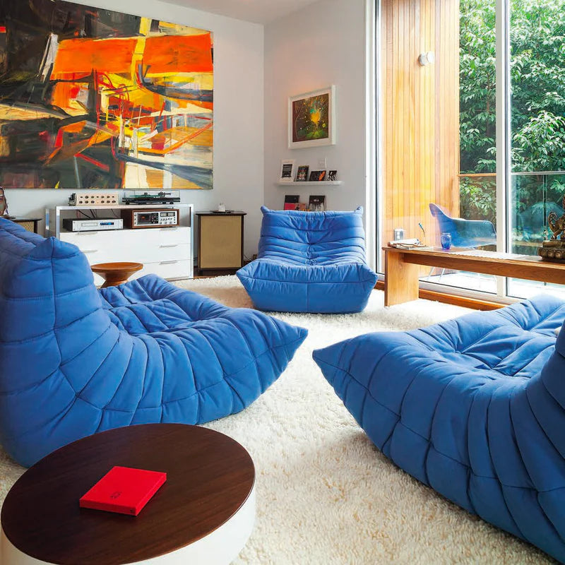 fauteuil Togoo Chenille Relax compressé | blue edition